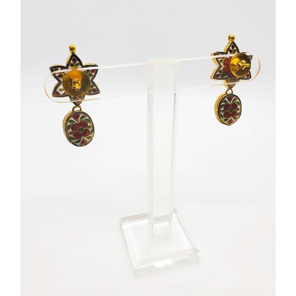 22KT Kundan Earring with rose cut diamonds - Picture 5 of 5